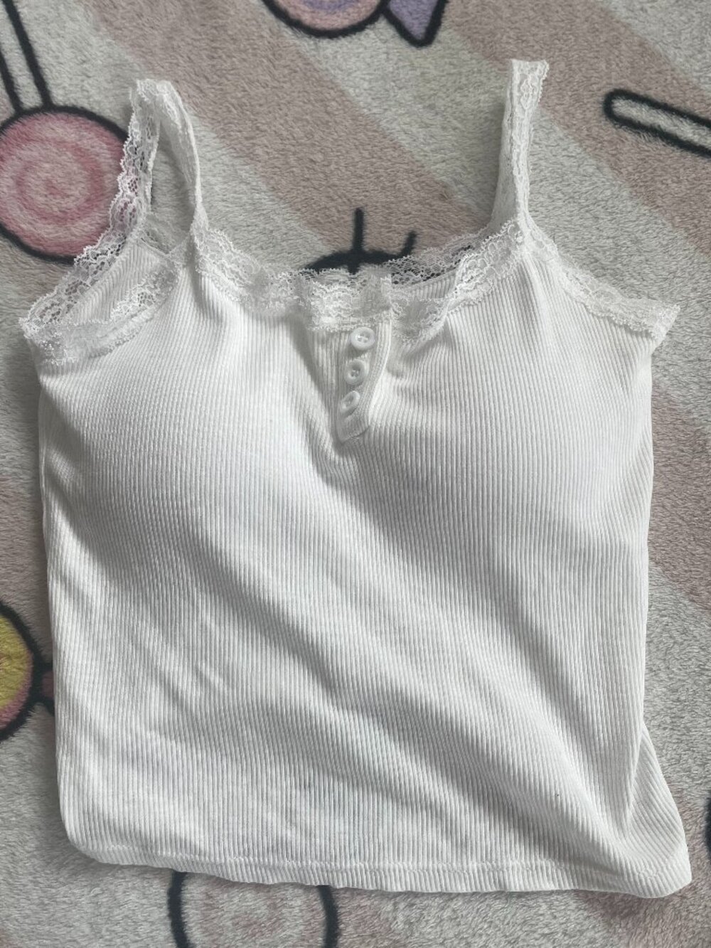 Henley lace tank top